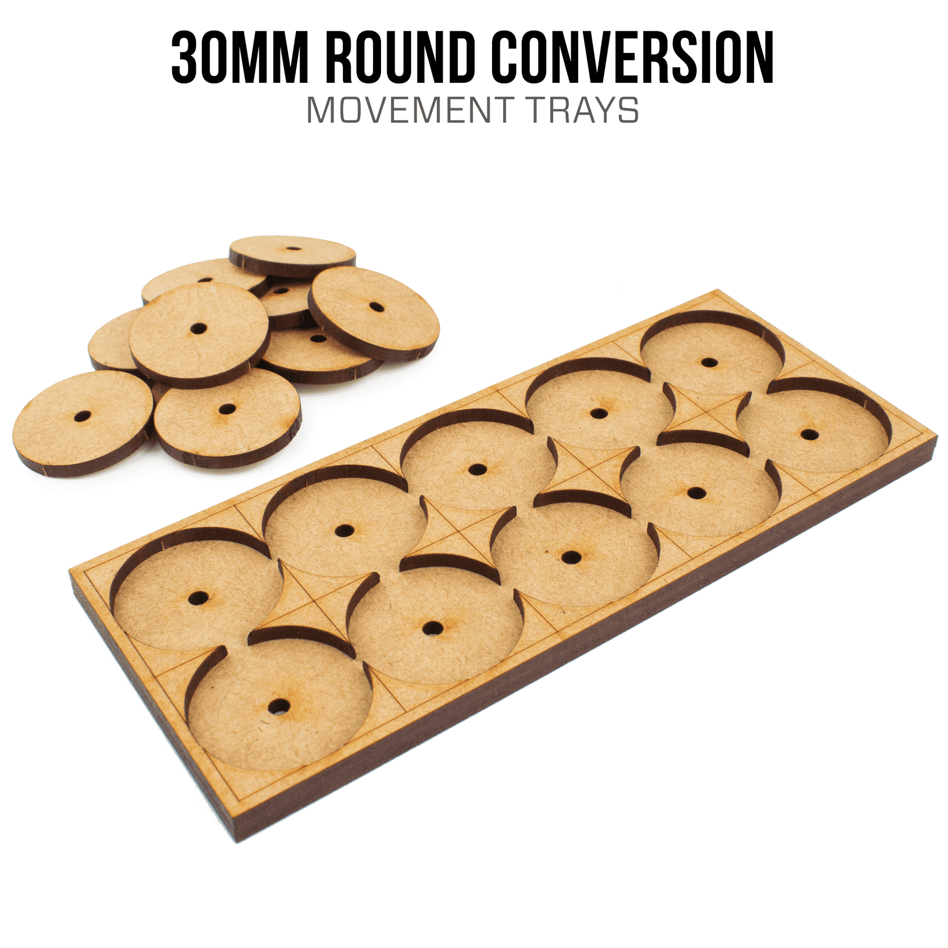 30mm Round Conversion Movement Trays - 4 / 1 / Blank