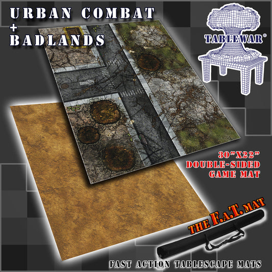 30x22" Double-Sided 'Urban Combat' + 'Badlands' F.A.T. Mat Battle Gaming Mat