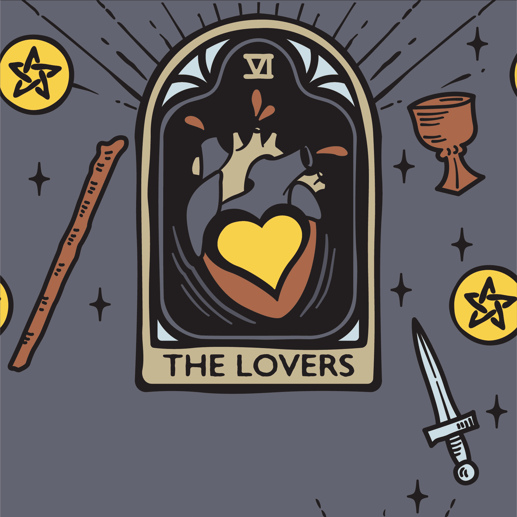 The Lovers Tarot Nouveau Crew Socks - 