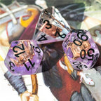 Warlock (Magic Book) Clear Purple Dice w/ Golden Book 7-Dice Set Rpg - 