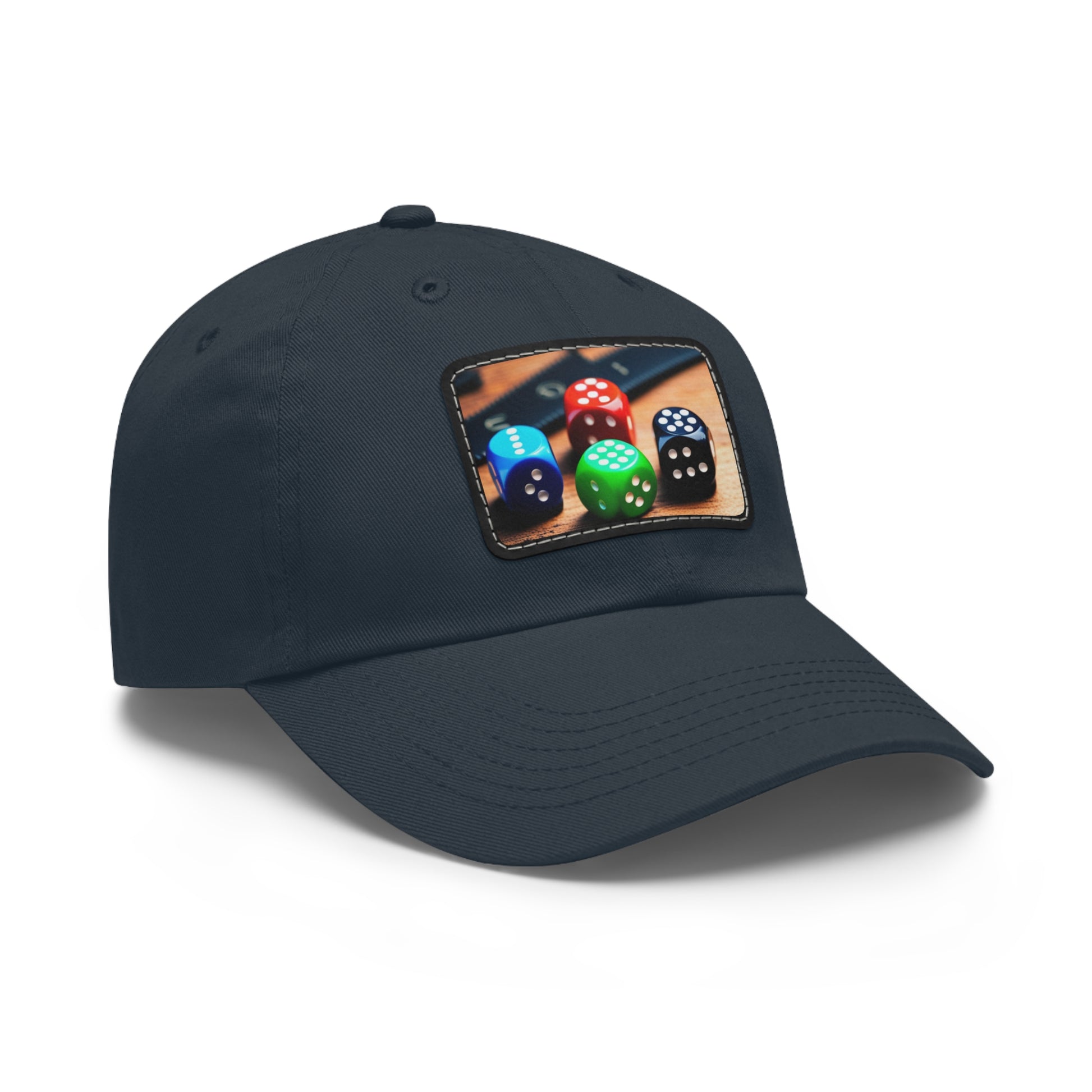 Dungeon Dice 1 logo Dad Hat with Leather Patch (Rectangle)-DungeonDice1