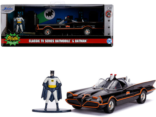 1966 Batmobile with Diecast Batman Figurine "Batman" (1966-1968) Classic TV Series "DC Comics" "Hollywood Rides" Series 1/32 Diecast Model Car by Jada-0