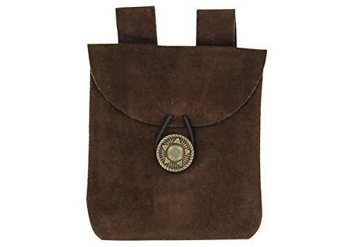 Medieval Renaissance Leather Brown Suede Pouch-0
