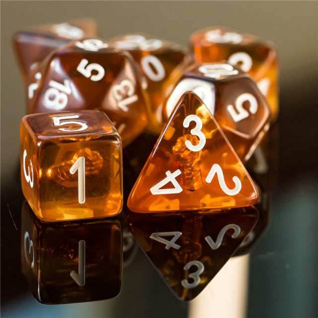 Monk (Fist) Clear Golden Dice w/ Golden Fist 7-Dice Set Rpg - 