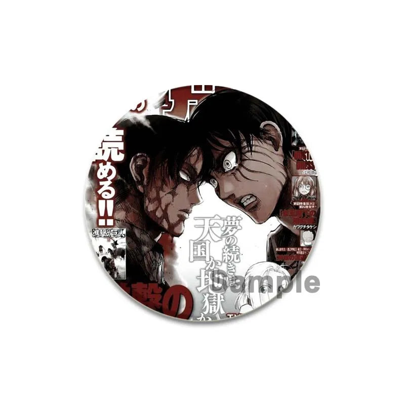 32/44/58mm Attack on Titan Badge Handmade Cartoon Brooches Eren Levi Armin Arlert Erwin Lapel Pin Backpack Hat Bag Decoration