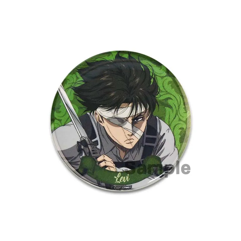 32/44/58mm Attack on Titan Badge Handmade Cartoon Brooches Eren Levi Armin Arlert Erwin Lapel Pin Backpack Hat Bag Decoration