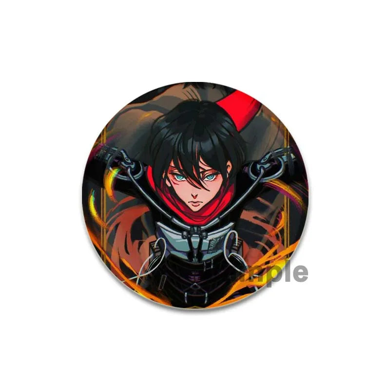 32/44/58mm Attack on Titan Badge Handmade Cartoon Brooches Eren Levi Armin Arlert Erwin Lapel Pin Backpack Hat Bag Decoration