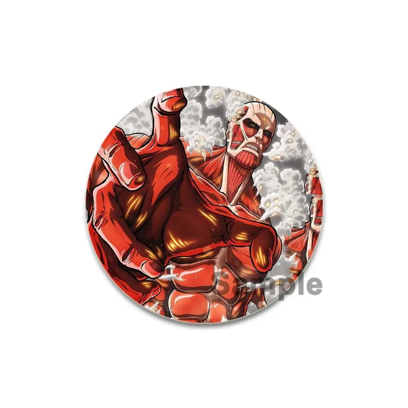 32/44/58mm Attack on Titan Badge Handmade Cartoon Brooches Eren Levi Armin Arlert Erwin Lapel Pin Backpack Hat Bag Decoration