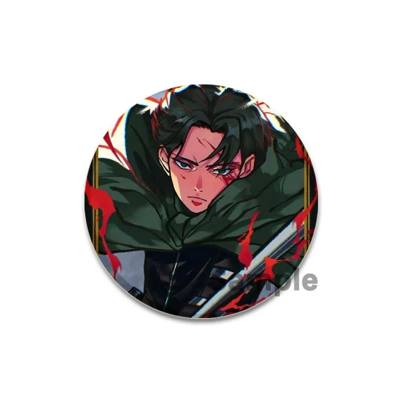 32/44/58mm Attack on Titan Badge Handmade Cartoon Brooches Eren Levi Armin Arlert Erwin Lapel Pin Backpack Hat Bag Decoration