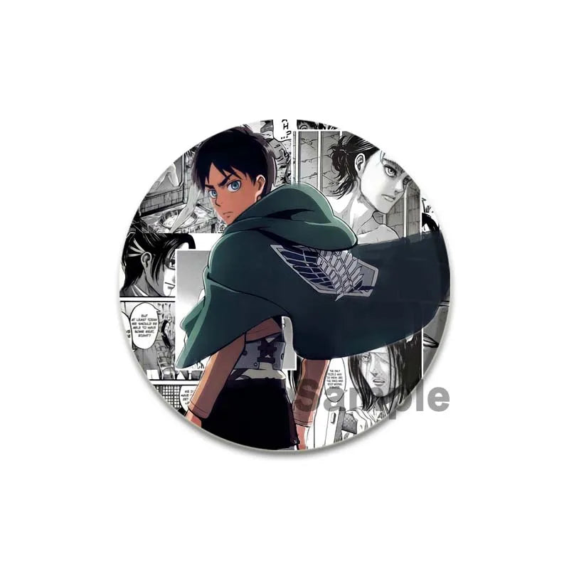 32/44/58mm Attack on Titan Badge Handmade Cartoon Brooches Eren Levi Armin Arlert Erwin Lapel Pin Backpack Hat Bag Decoration