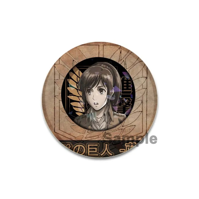 32/44/58mm Attack on Titan Badge Handmade Cartoon Brooches Eren Levi Armin Arlert Erwin Lapel Pin Backpack Hat Bag Decoration