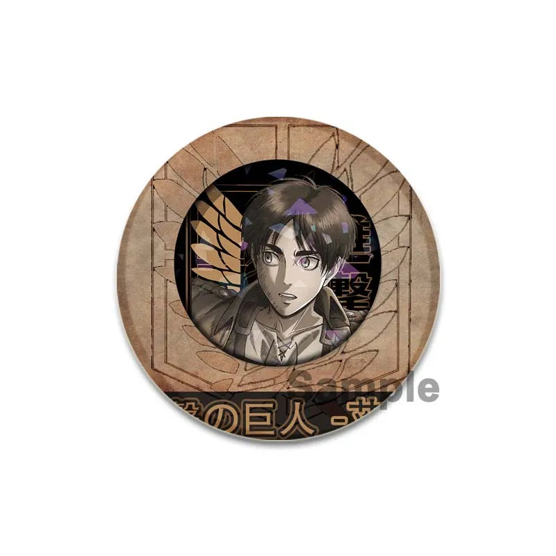 32/44/58mm Attack on Titan Badge Handmade Cartoon Brooches Eren Levi Armin Arlert Erwin Lapel Pin Backpack Hat Bag Decoration