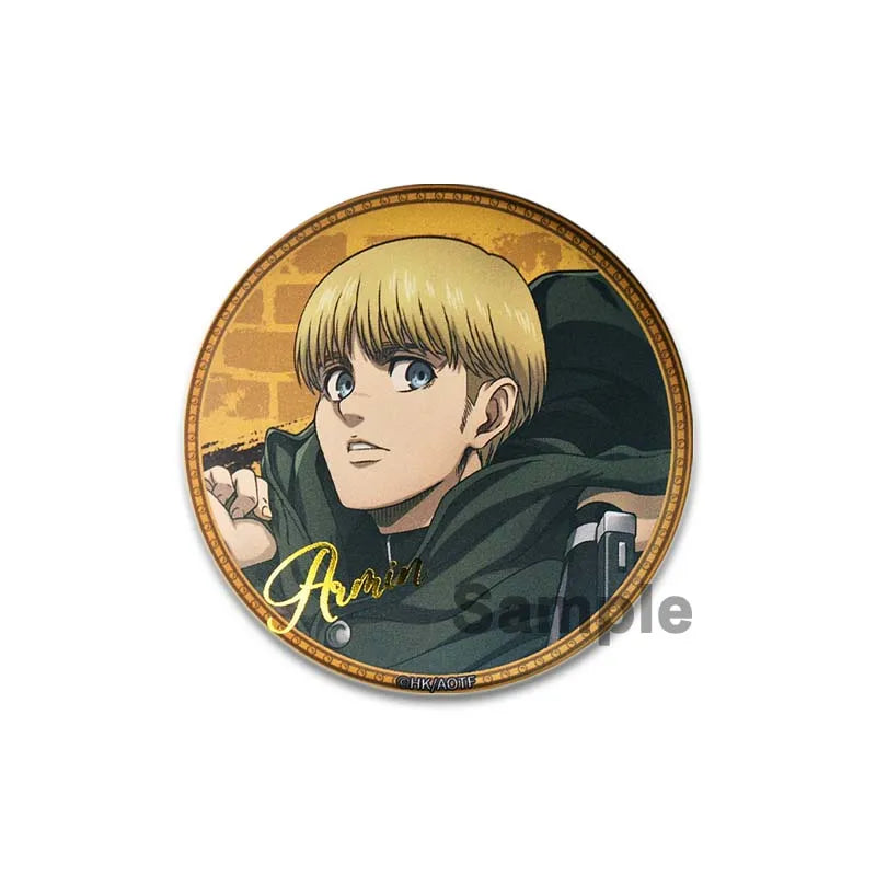 32/44/58mm Attack on Titan Badge Handmade Cartoon Brooches Eren Levi Armin Arlert Erwin Lapel Pin Backpack Hat Bag Decoration