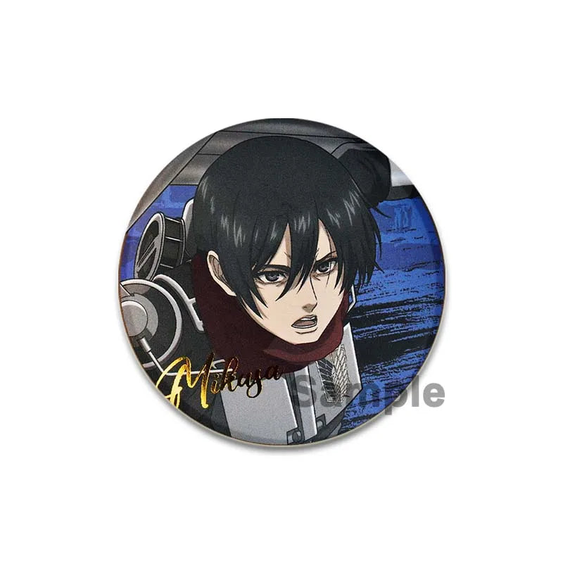 32/44/58mm Attack on Titan Badge Handmade Cartoon Brooches Eren Levi Armin Arlert Erwin Lapel Pin Backpack Hat Bag Decoration