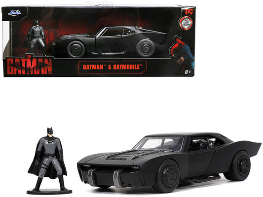 Batmobile Matt Black with Batman Diecast Figurine "The Batman" (2022) Movie "DC Comics" 1/32 Diecast Model Car by Jada-0