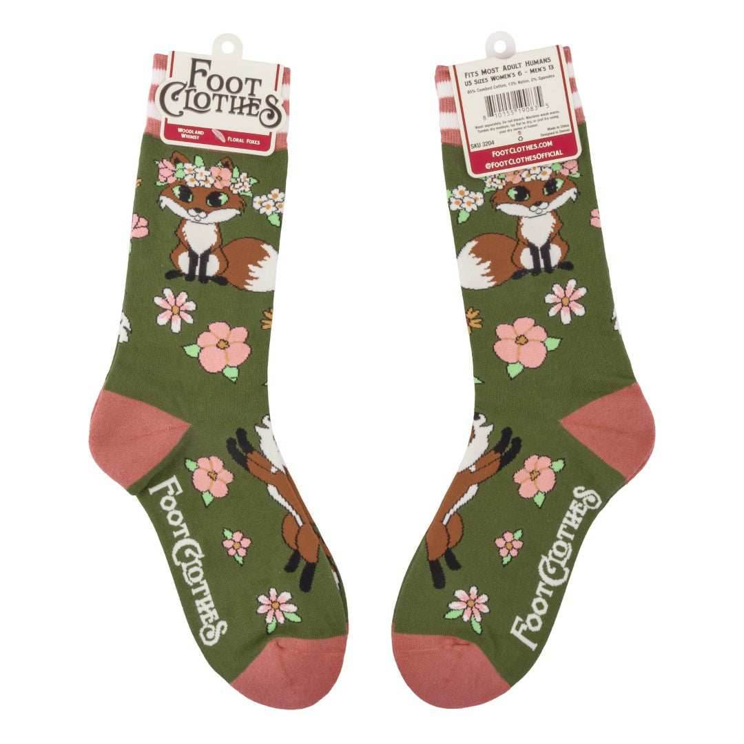 Floral Foxes Crew Socks - 