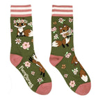 Floral Foxes Crew Socks - 