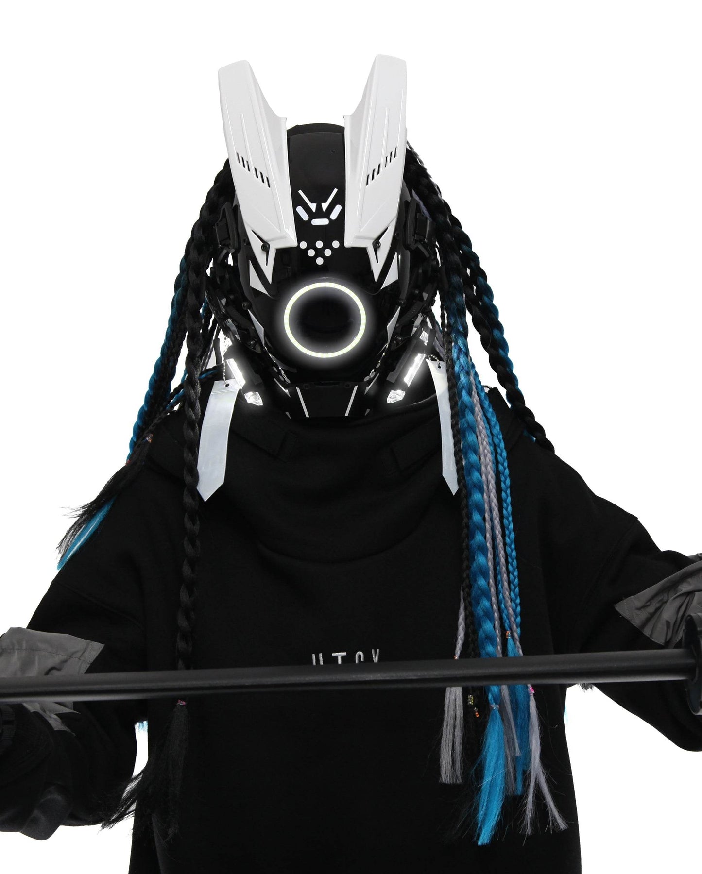 D-Ci White Tech Mask (With Braids) - 