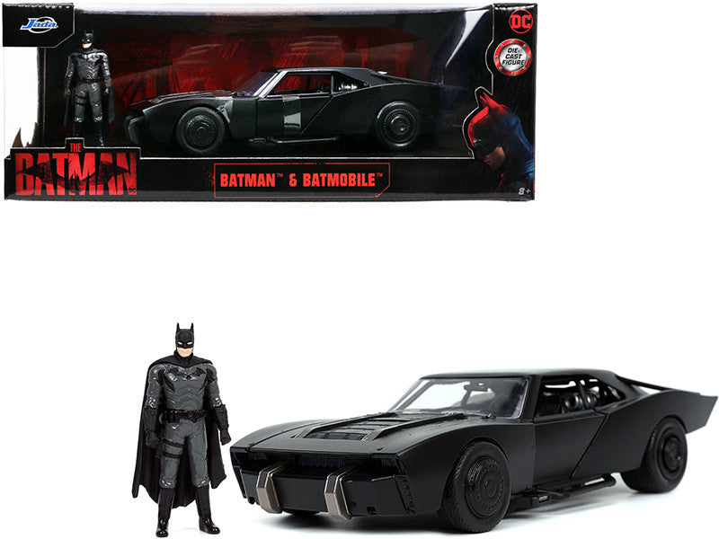 Batmobile Matt Black with Batman Diecast Figure "The Batman" (2022) Movie "DC Comics" 1/24 Diecast Model Car by Jada-0