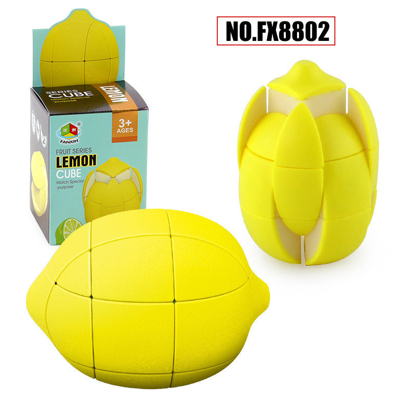 Fruit Puzzle Cube Toy – Apple, Banana & Lemon