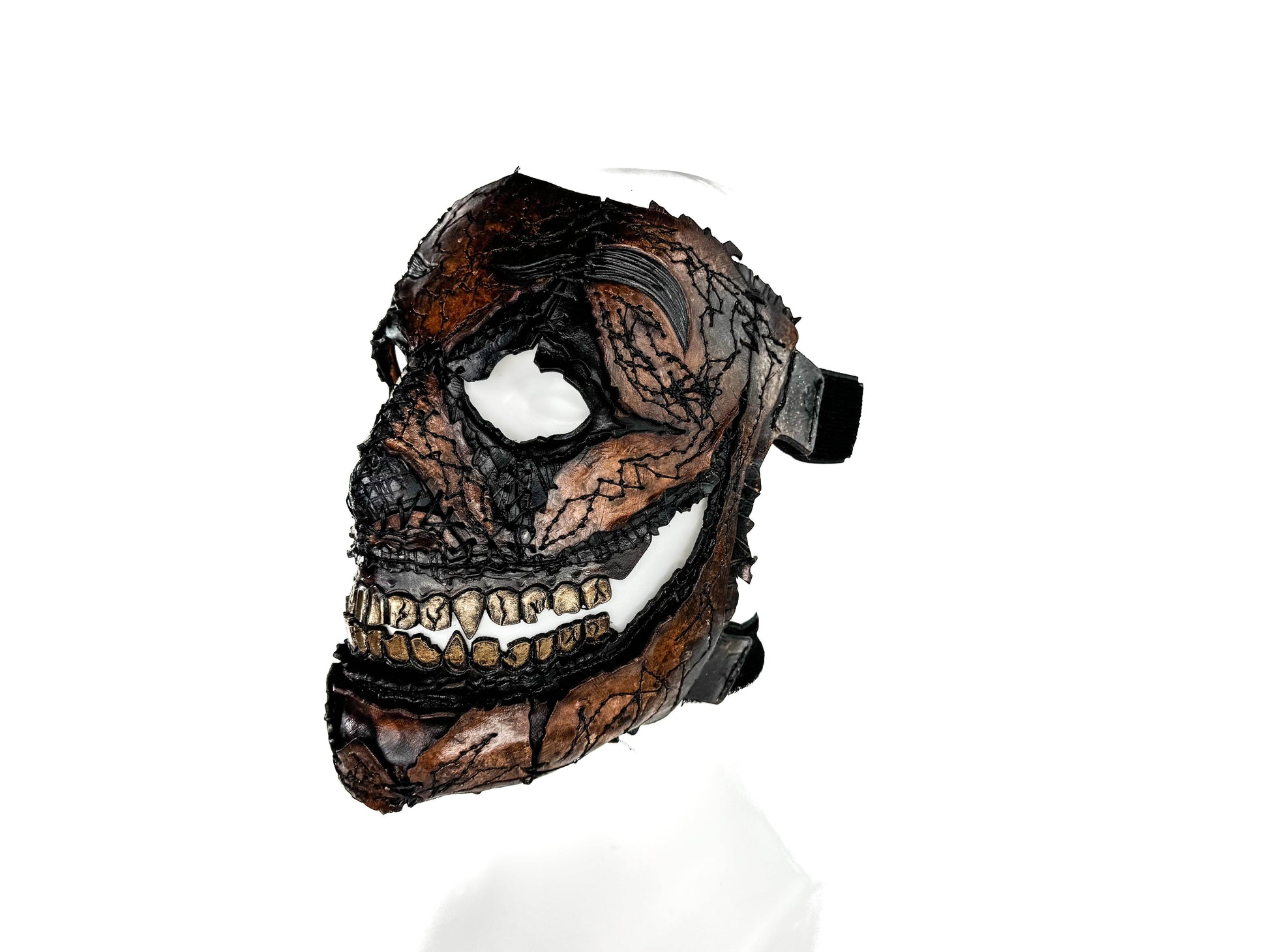 Genuine Leather Mask - GigaMyme Leatherface Edition - Handmade Mime Full Face Cover for Halloween, Performance or Cosplay Costume - 