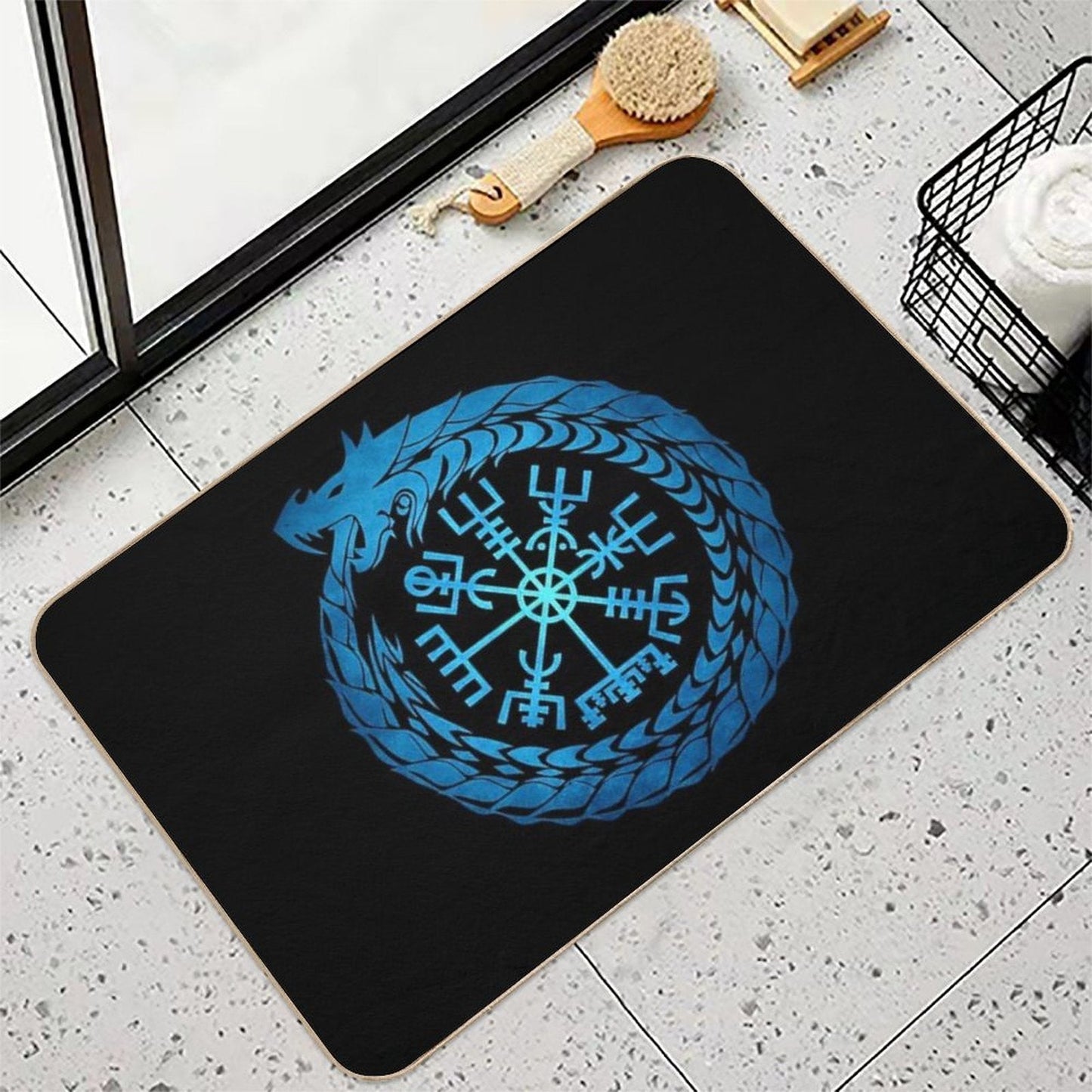Vegvisir Jormungandr World Serpent  Stain-Proof Bath Mat