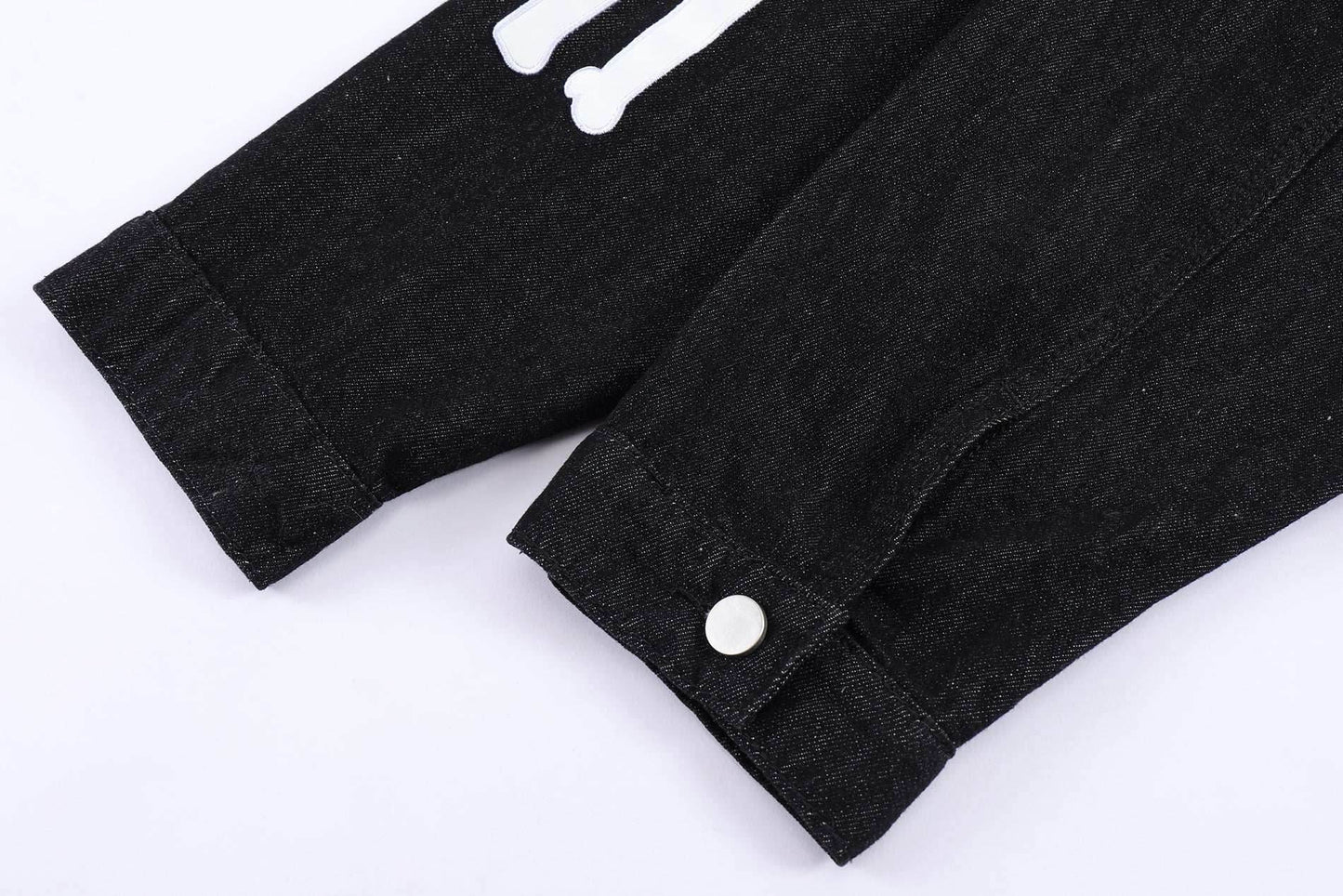 Crying Skeleton Denim Jacket - Black / M