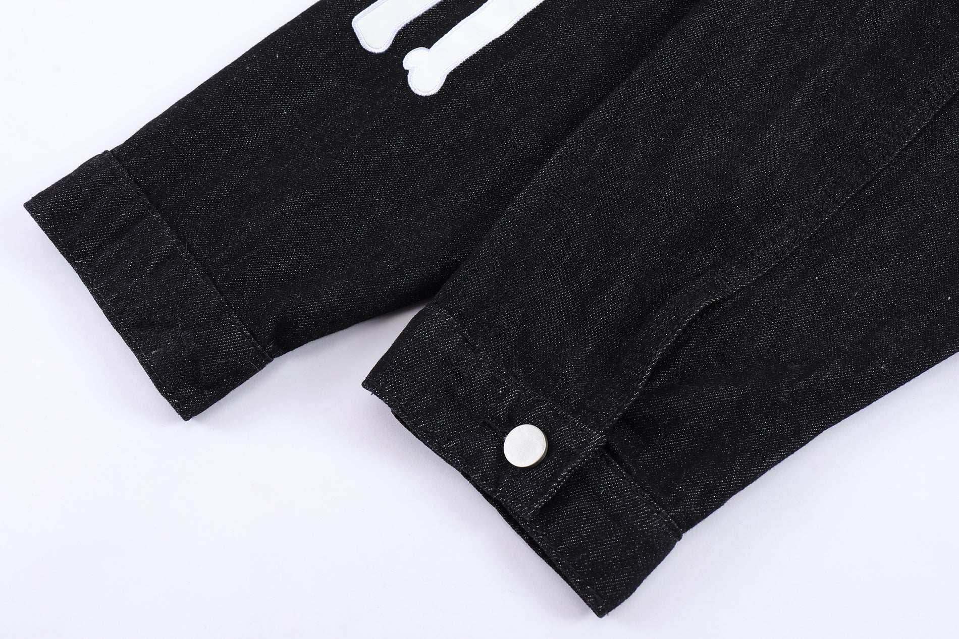 Crying Skeleton Denim Jacket - Black / M