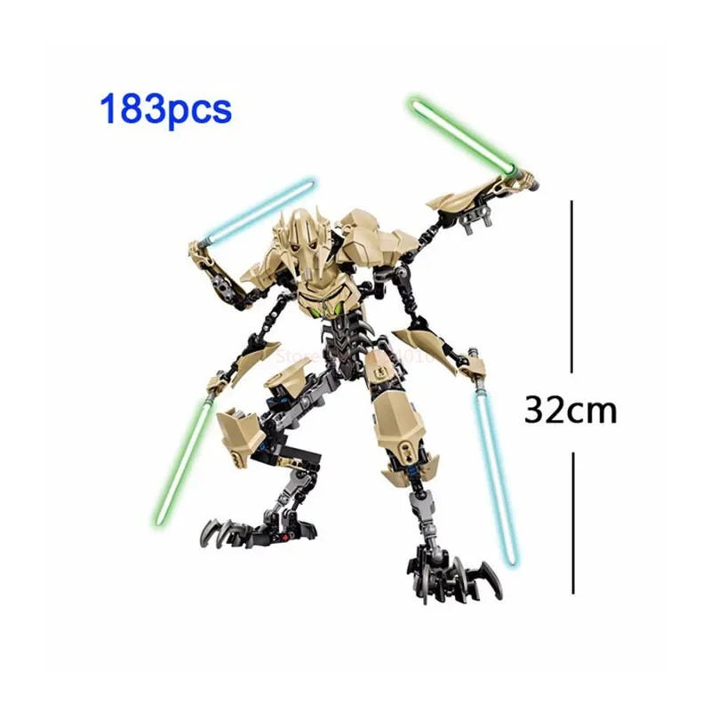 32cm Star Toy General Robot Grievous With Lightsaber Hilt Combat Weapon Model Building Blocks Action Figure Toys Christmas Gifts