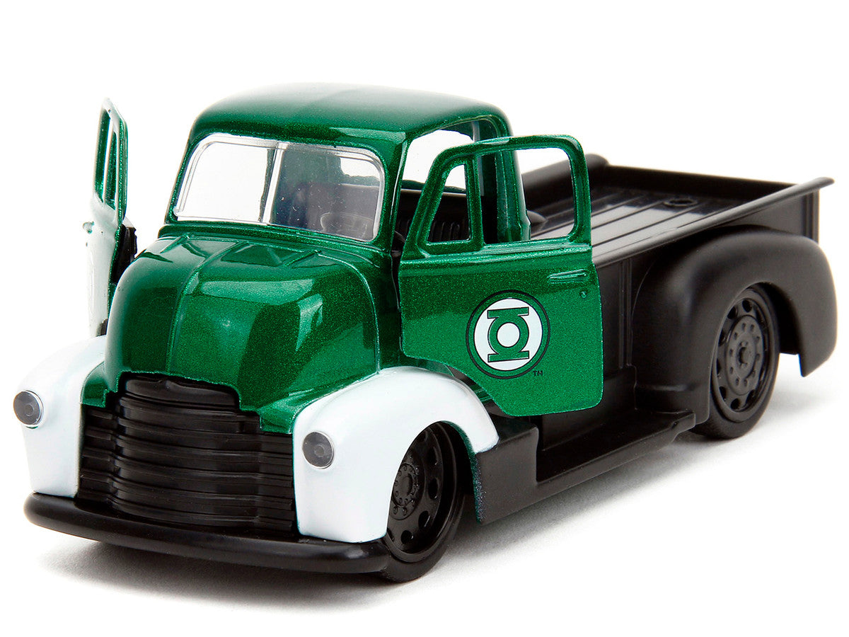 1952 Chevrolet COE Pickup Truck Green Metallic and Black and Green Lantern Diecast Figure "DC Comics" "Hollywood Rides" Series 1/32 Diecast Model Car by Jada-1