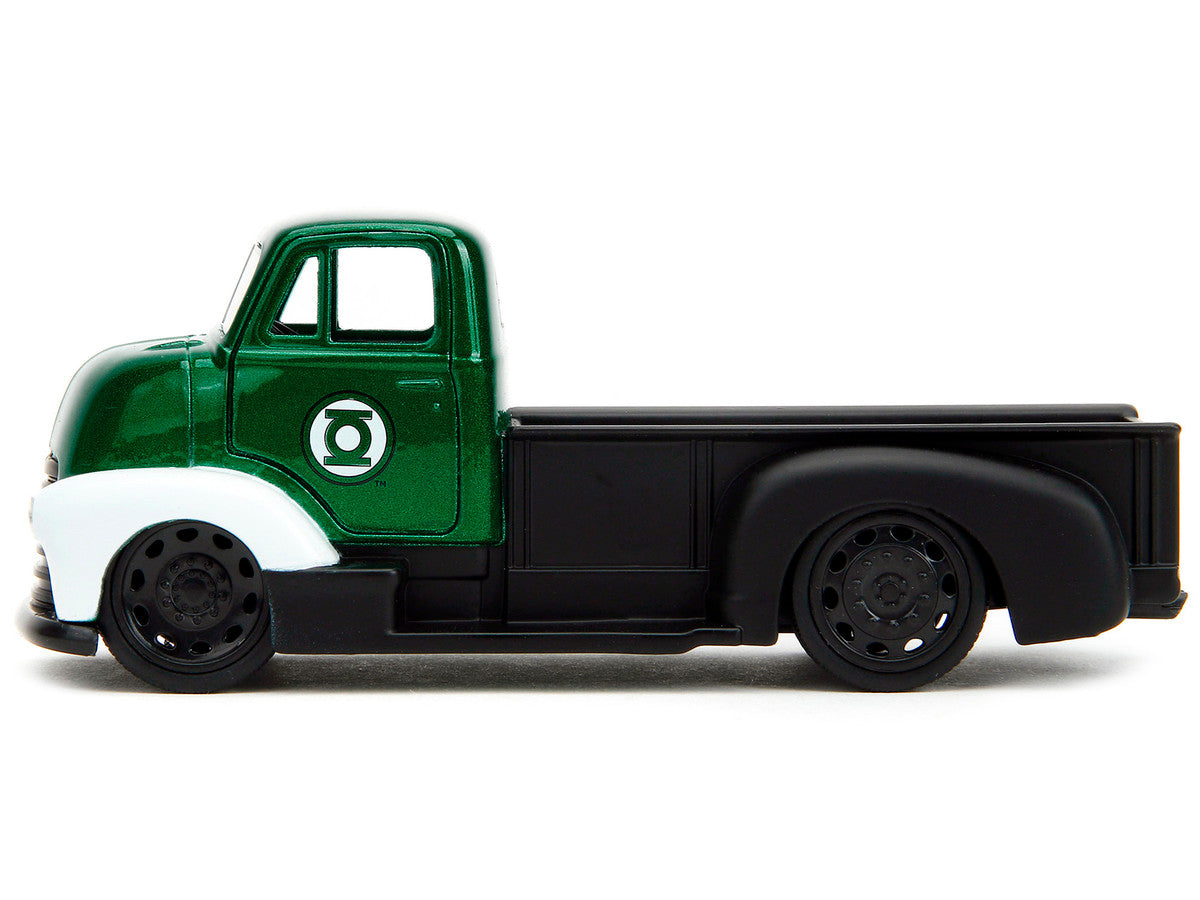 1952 Chevrolet COE Pickup Truck Green Metallic and Black and Green Lantern Diecast Figure "DC Comics" "Hollywood Rides" Series 1/32 Diecast Model Car by Jada-2