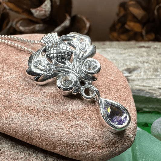 Scottish Aberdeen Thistle Necklace - Amethyst / 18