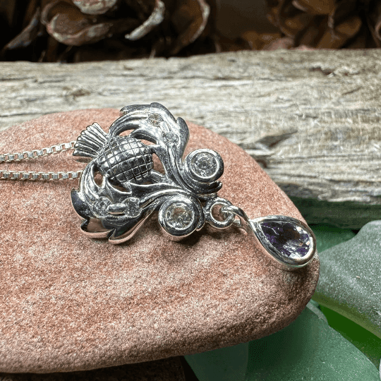 Scottish Aberdeen Thistle Necklace - Amethyst / 18