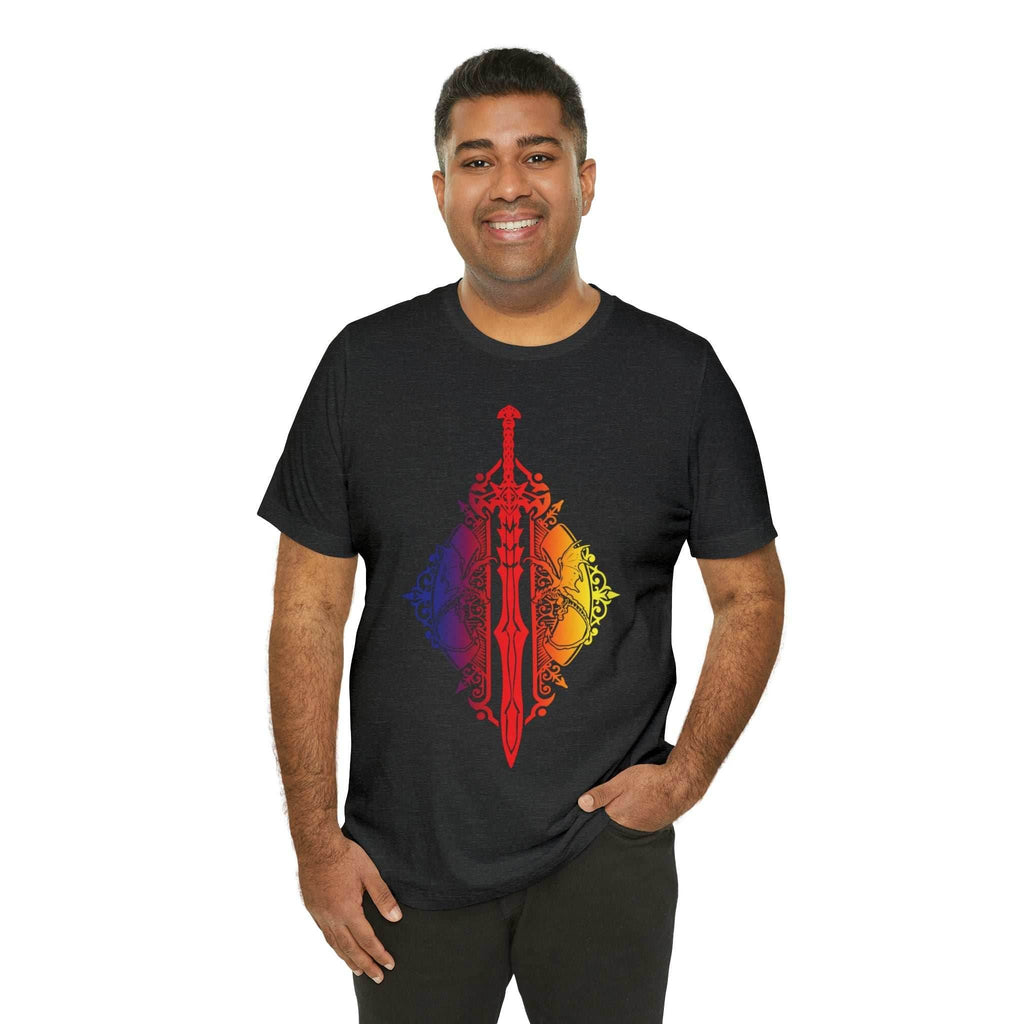 Sunset Ombre Dragon and Sword Shirt - Asphalt / S