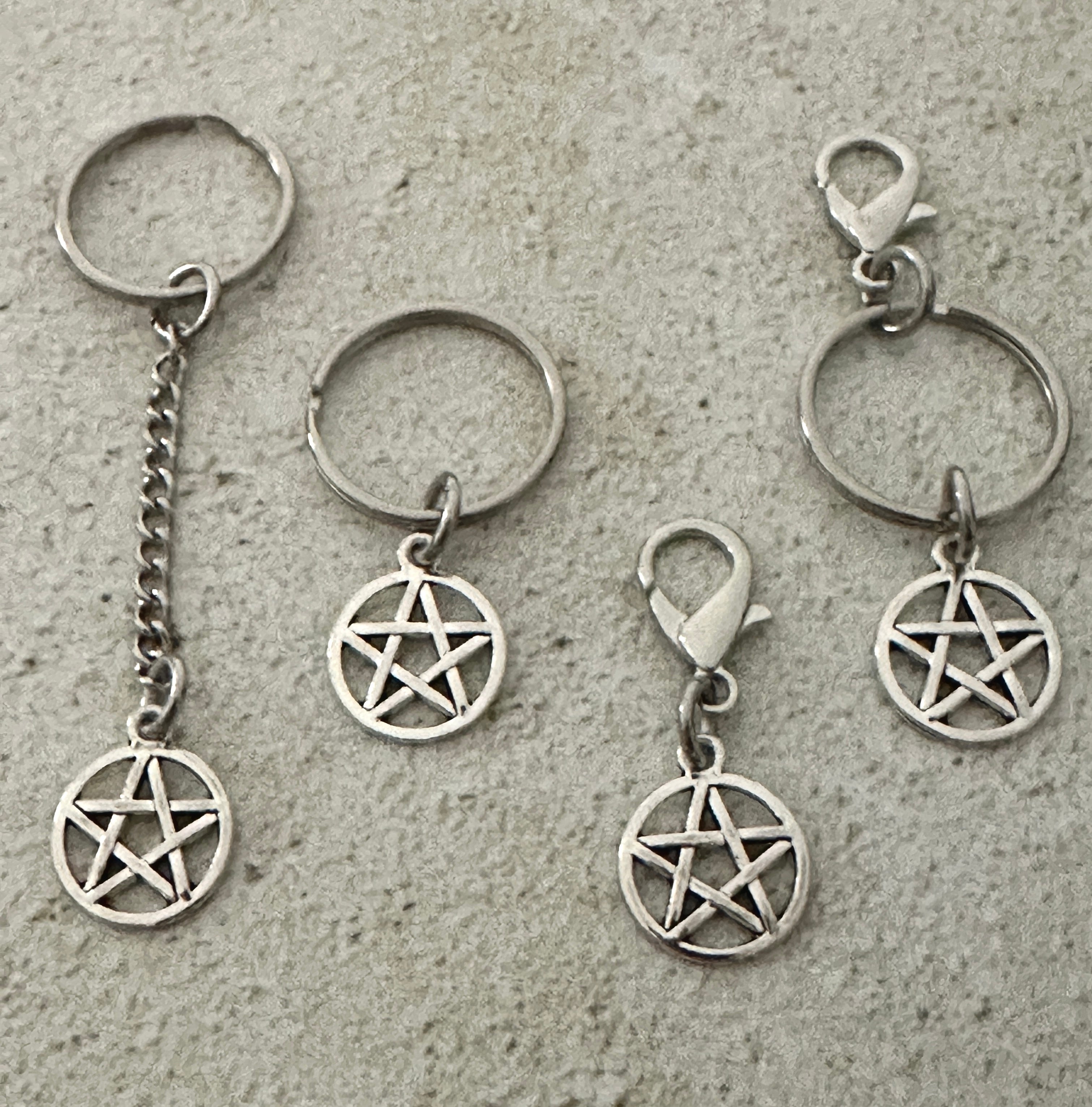 Witchy Pentacle Zipper Pull Bag Charm Keychain