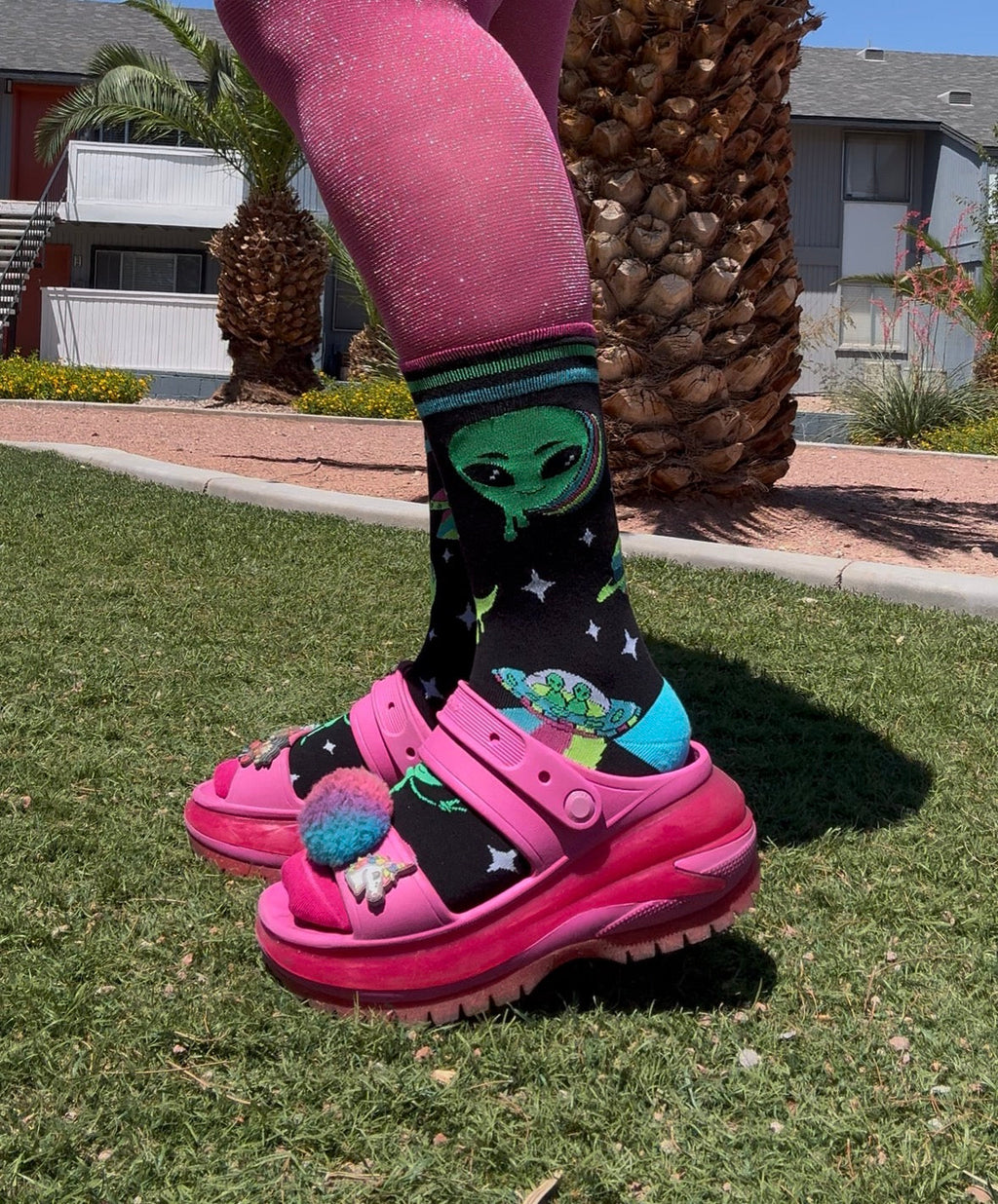 Spaced Out Alien Crew Socks