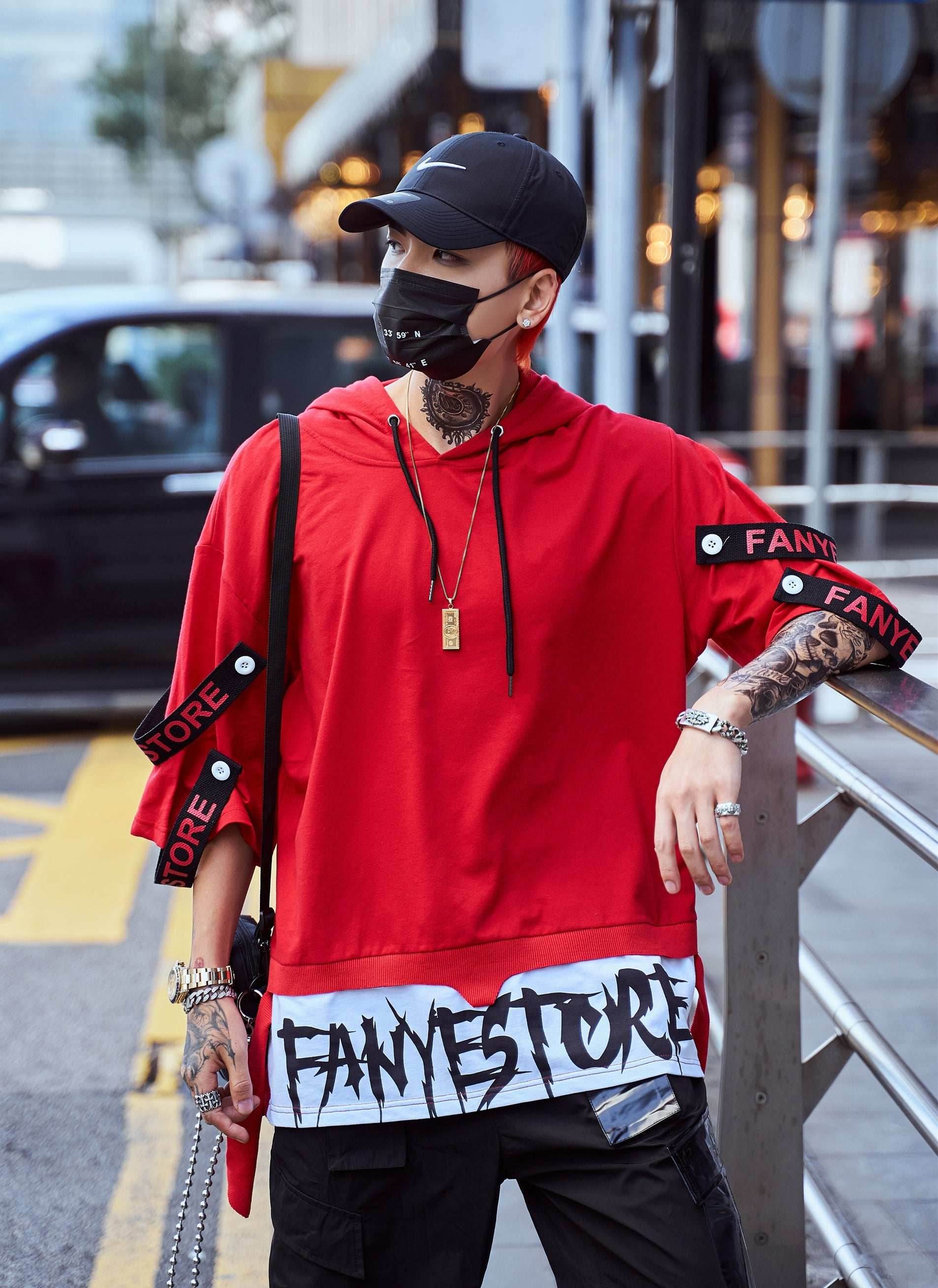 Red Solo Movement Short Sleeves Hoodie - Red / S