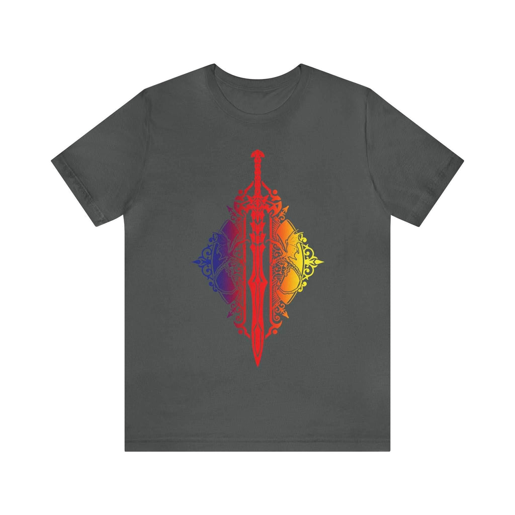 Sunset Ombre Dragon and Sword Shirt - Asphalt / S