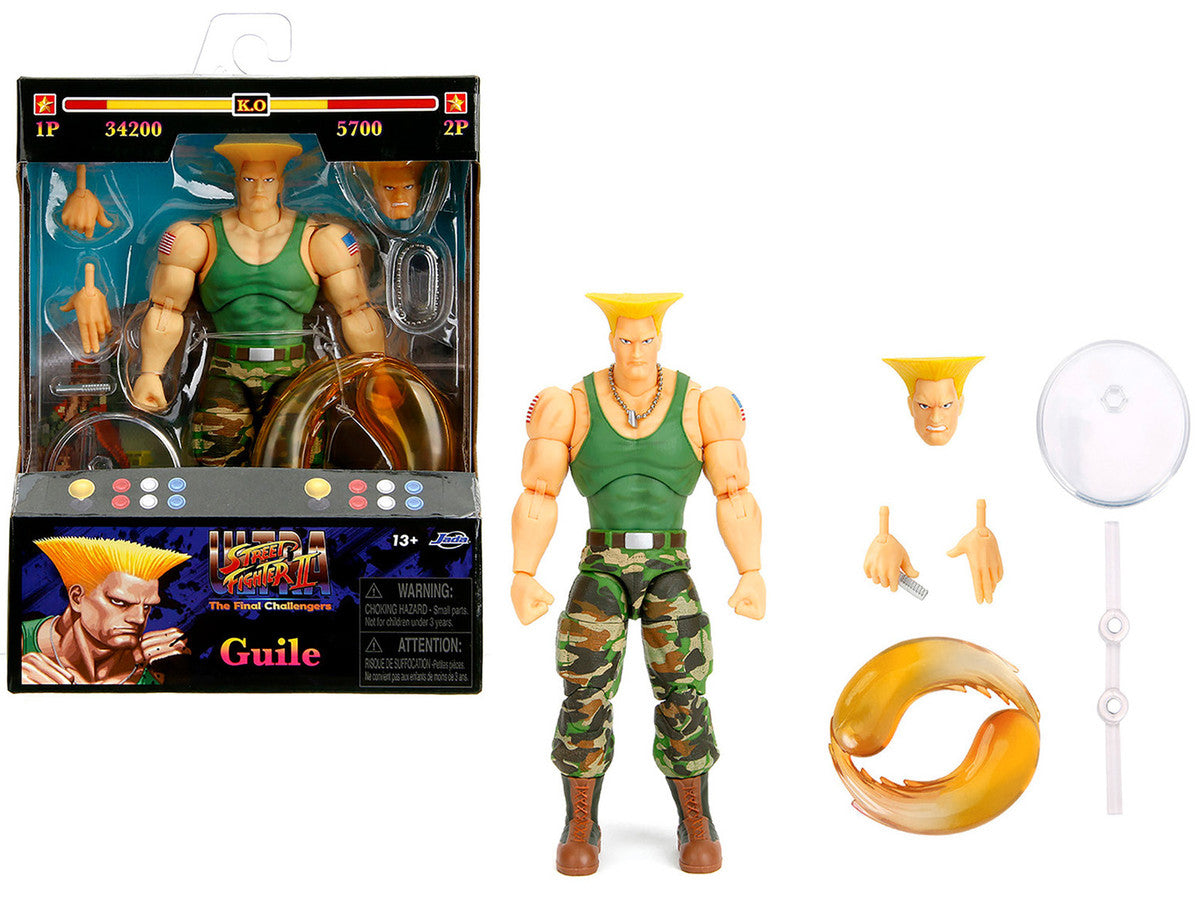 Guile 6" Moveable Figure with Accessories and Alternate Head and Hands "Ultra Street Fighter II: The Final Challengers" (2017) Video Game Model by Jada-3