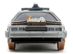DeLorean DMC (Time Machine) Brushed Metal Train Wheel Version "Back to the Future Part III" (1990) Movie "Hollywood Rides" Series 1/32 Diecast Model Car by Jada