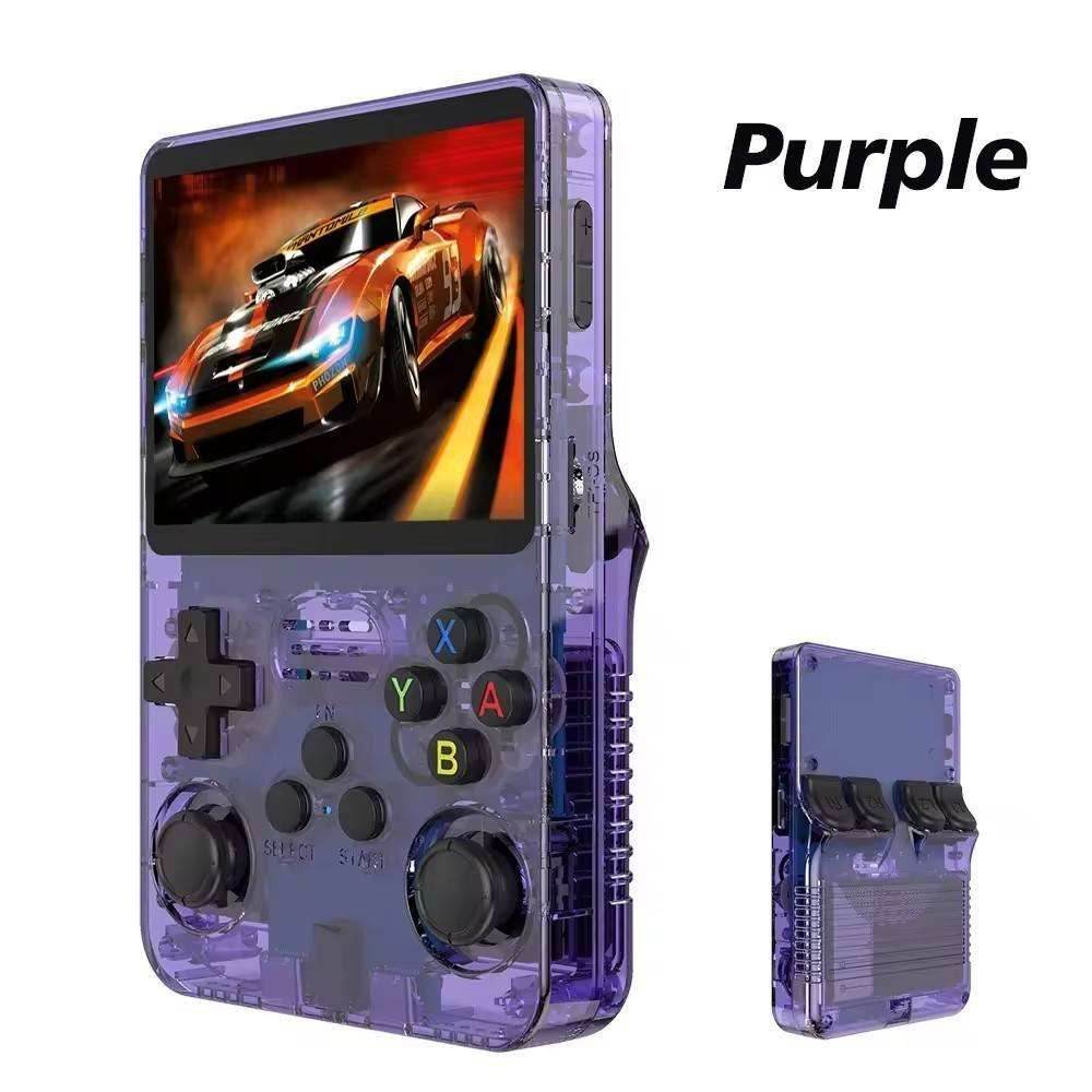 R36S Portable Handheld Retro Arcade Joystick All-in-One Open-Source Gaming Console - Purple / 64G