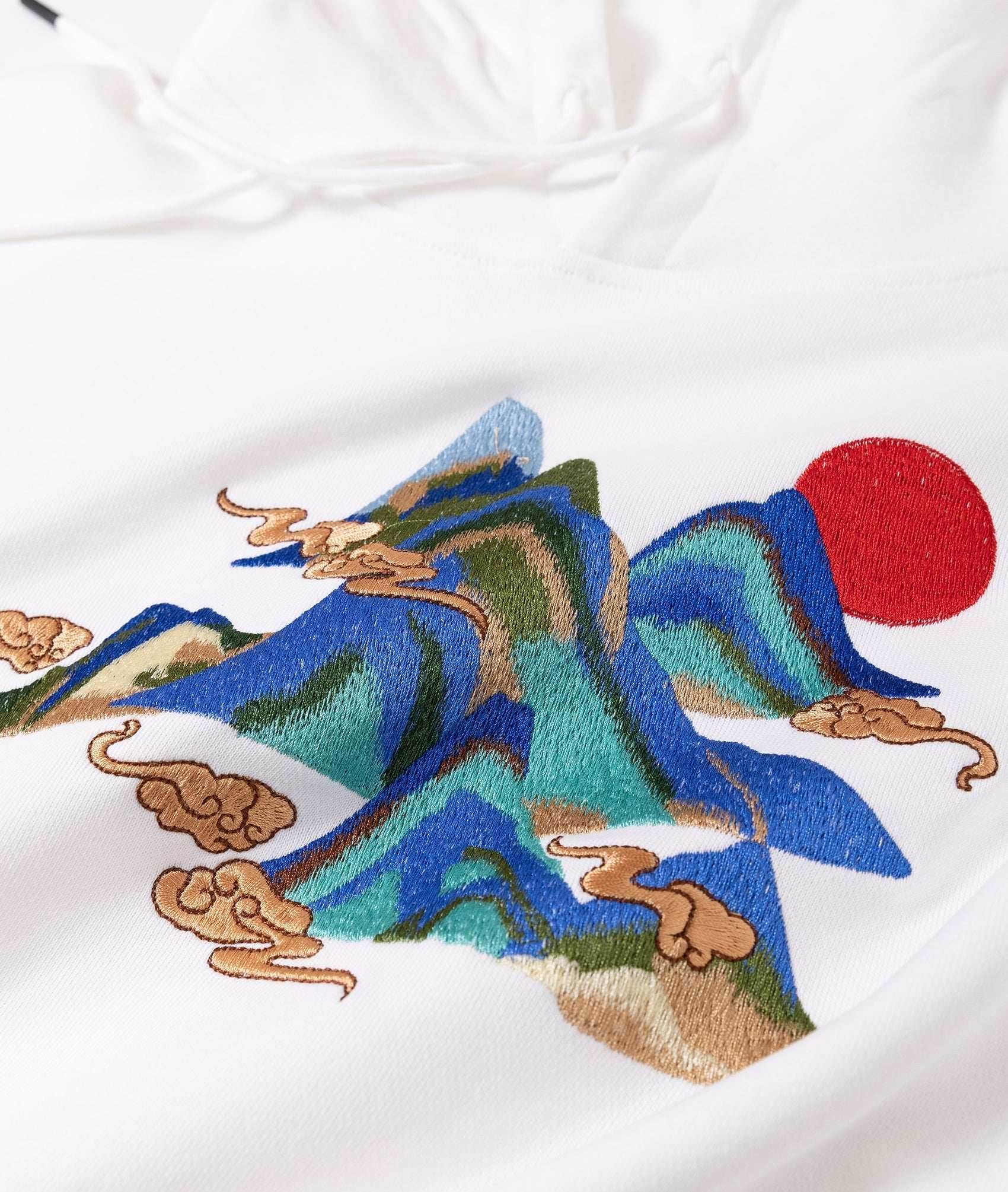 KH9232 Mountains Embroidery Hoodie - Black / S
