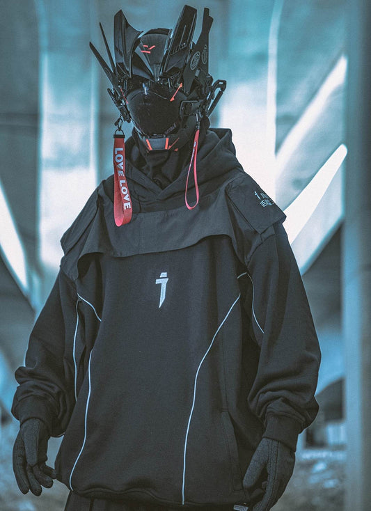 HiH29 Shadow Mixed Hoodie - Black / M