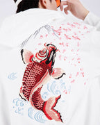 KH9197 Red Koi Embroidery Hoodie - Black / S