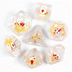 Yellow Duck Red Hat 7-Dice Set w/White Numbers Dnd Dice Set - 
