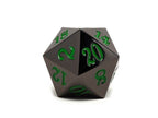 35mm Over Sized Gunmetal Green D20 Dice - Role-Players