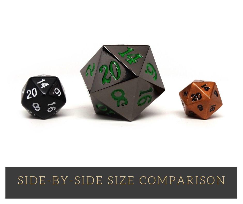 35mm Over Sized Gunmetal Green D20 Dice