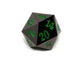 35mm Over Sized Gunmetal Green D20 Dice - Role-Players