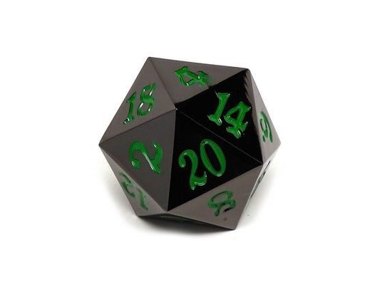 35mm Over Sized Gunmetal Green D20 Dice