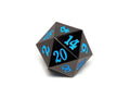 35mm Over Sized Gunmetal Powder Blue D20 Dice - Single Die - Role-Players